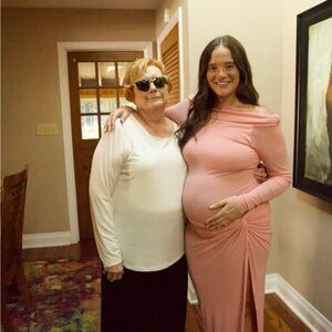 Elegant Pink Off-Shoulder Maternity Dress